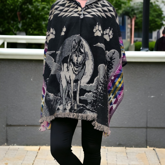 Wolf Moon - Handmade Poncho