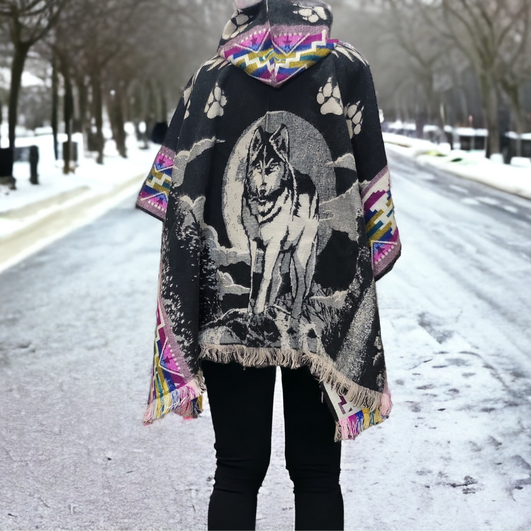 Wolf Moon - Handmade Poncho