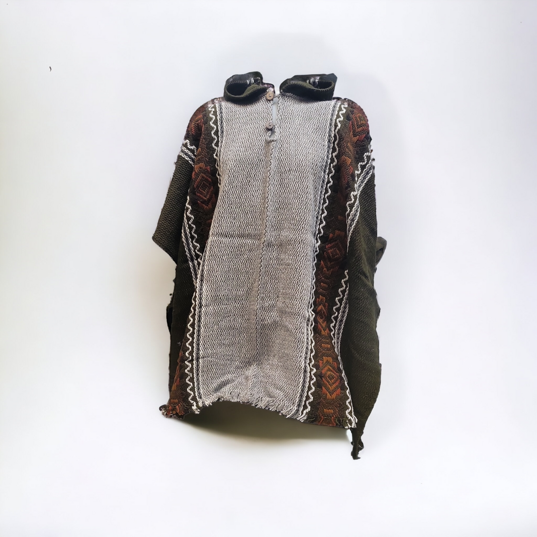 Mens Indigenous Grey and Brown fair trade poncho