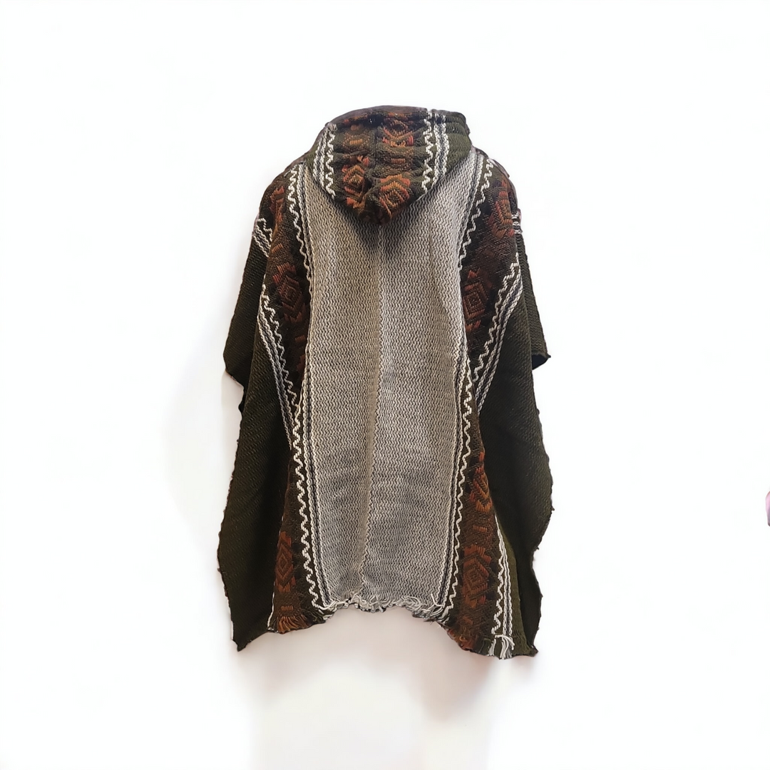 Mens Indigenous Grey and Brown fair trade poncho