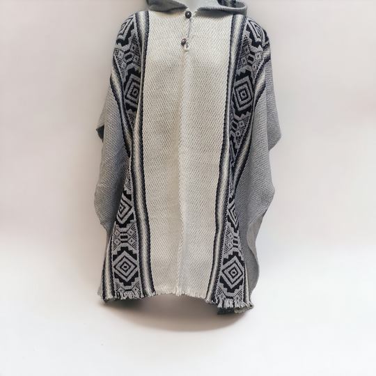 Men's Indigenous Grey fair trade poncho