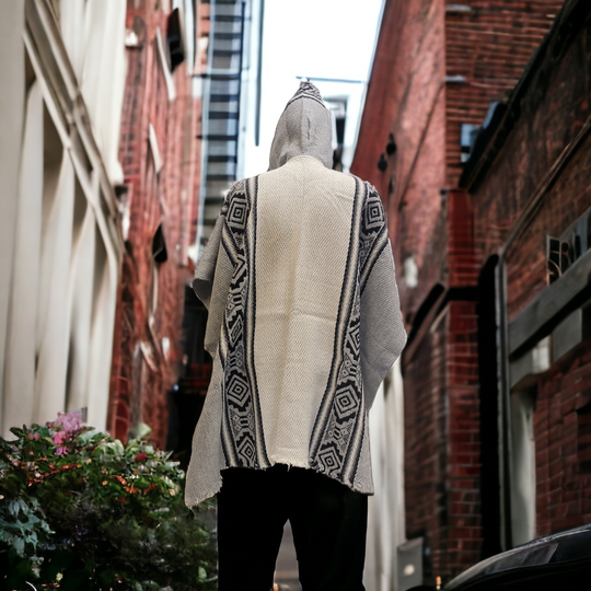 Men's Indigenous Grey fair trade poncho