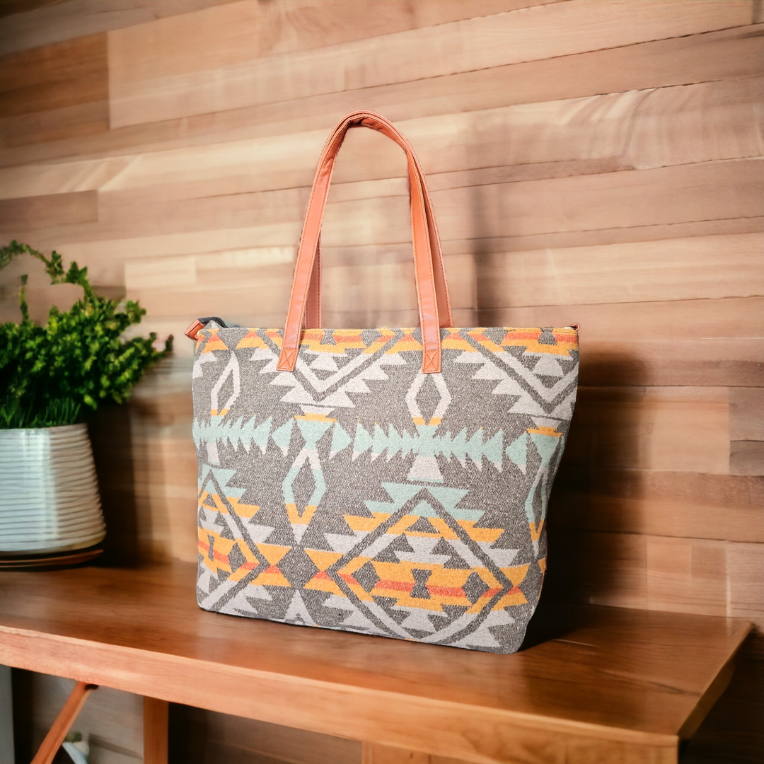 Grey and Orange Tote Bag