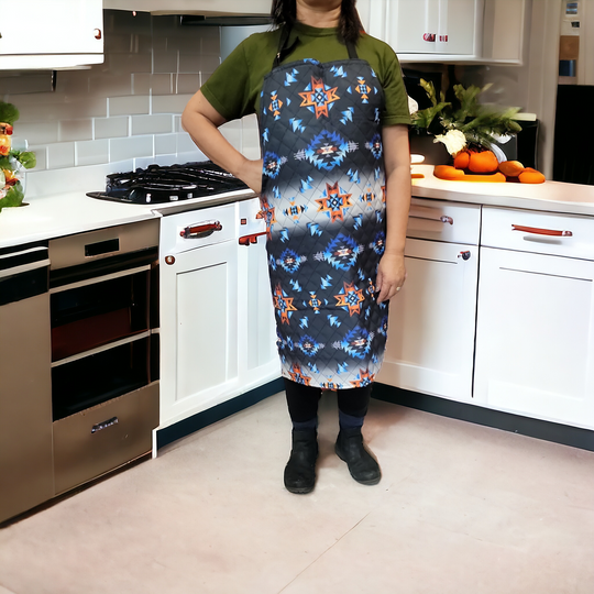 Blue custom printed apron