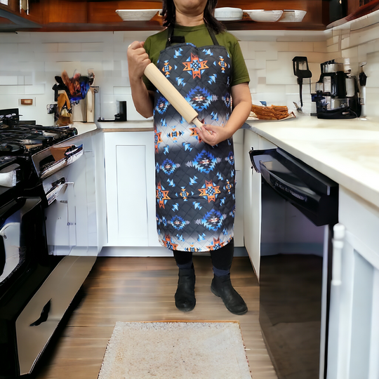 Blue custom printed apron