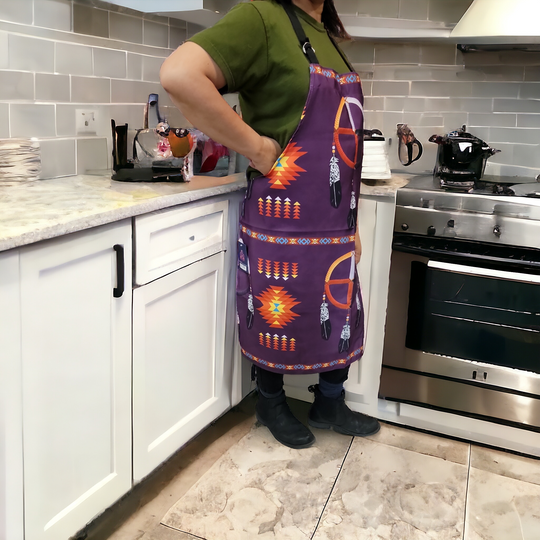 Purple custom printed apron