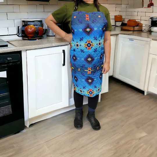 Blue custom printed apron