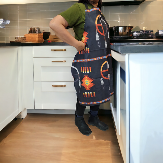 Black custom printed apron