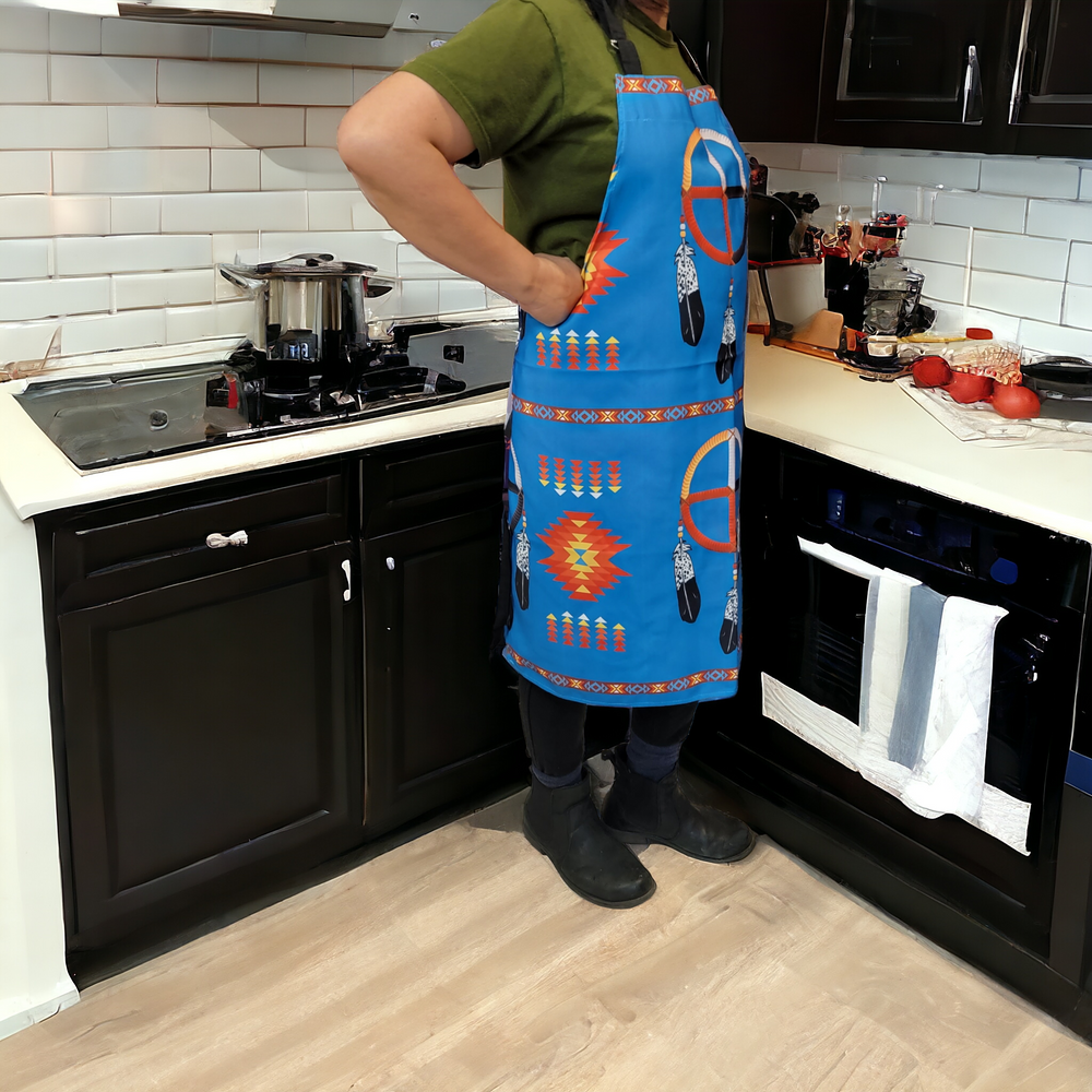 Sky blue custom printed apron