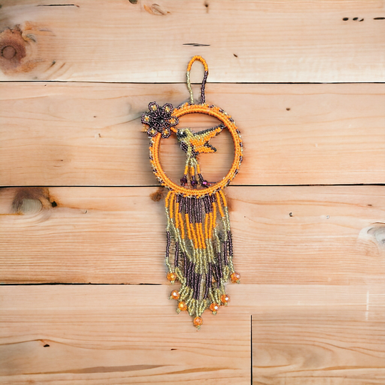 Orange Native Beaded Dreamcatcher