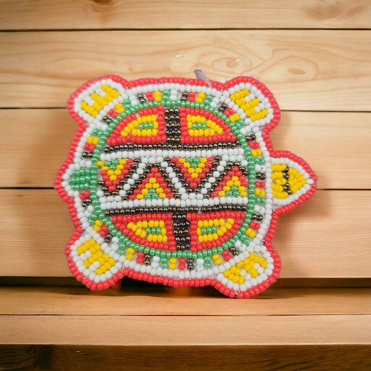 Beaded turtle Barrette Yellow accent