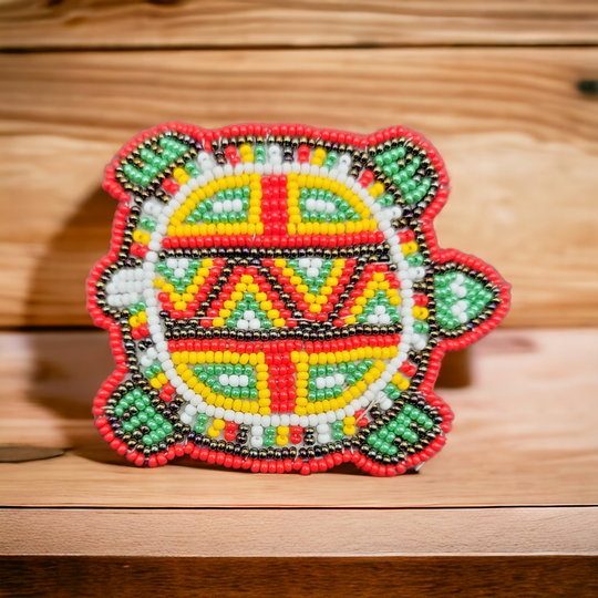 Beaded turtle Barrette Yellow accent