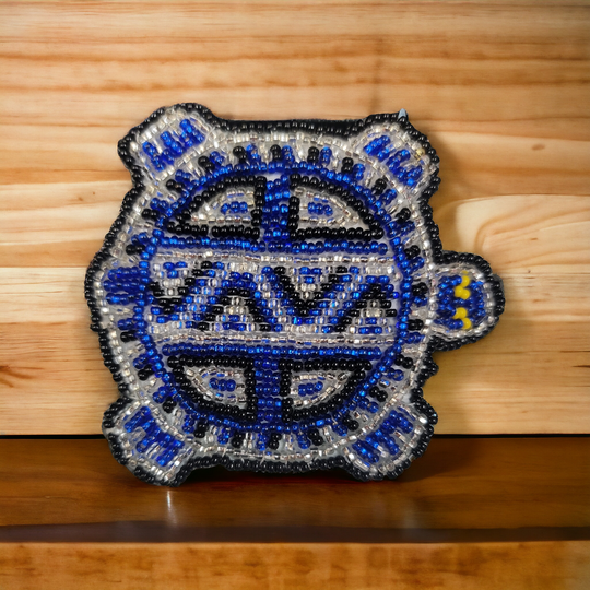 Beaded turtle Barrette Blue accent