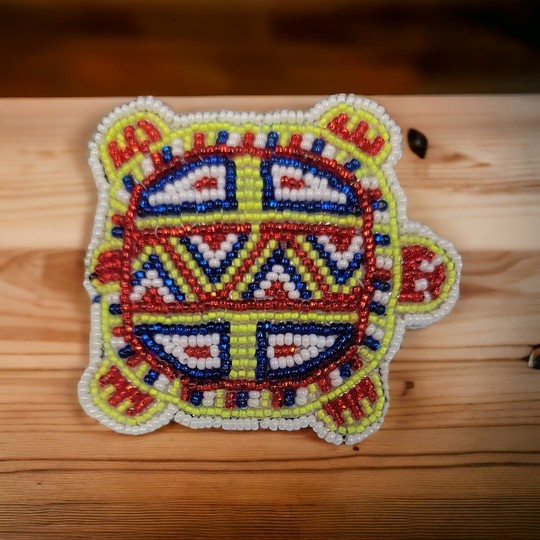 Beaded turtle Barrette White  accent