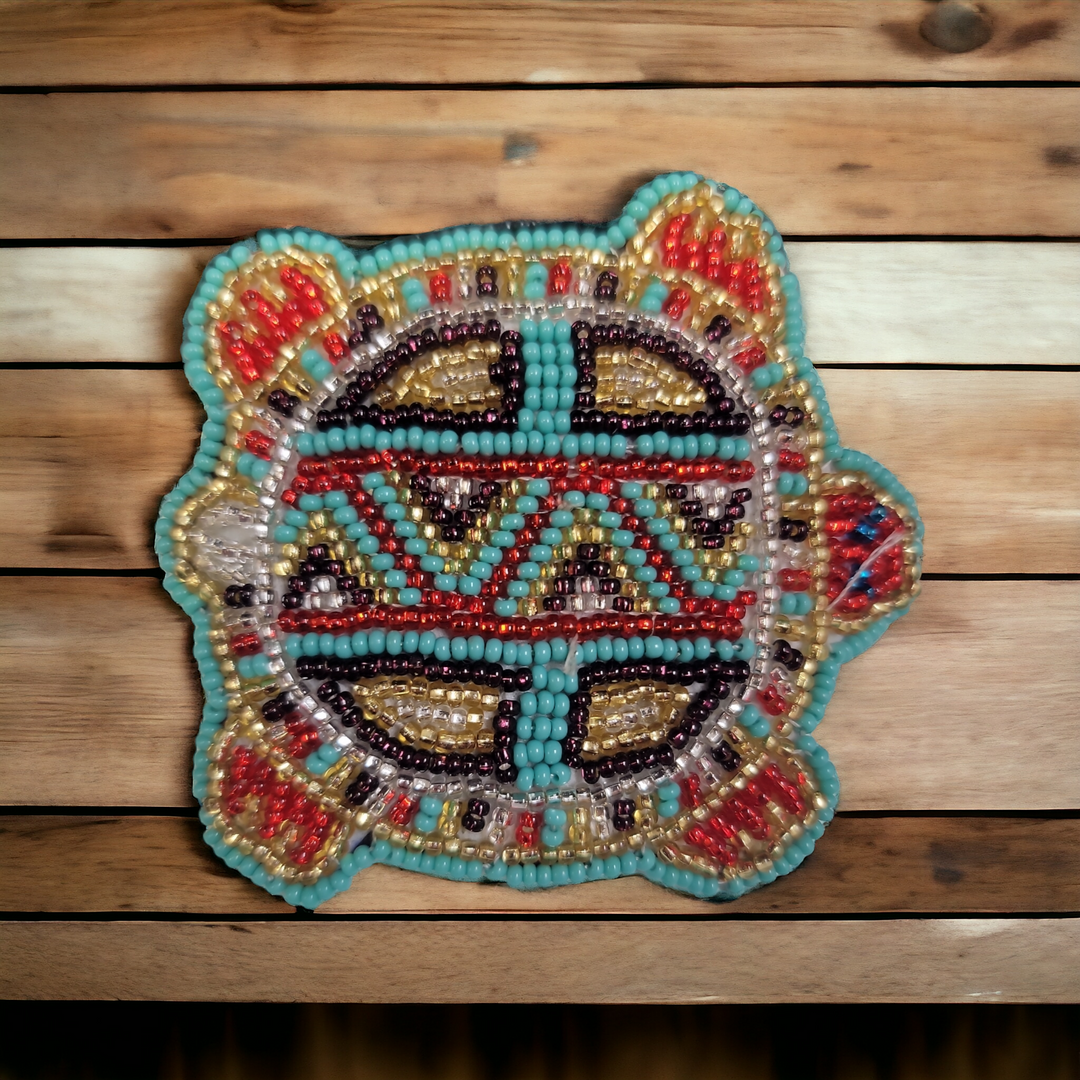 Beaded turtle Barrette Red accent