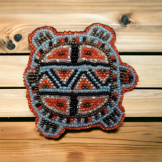 Beaded turtle Barrette Red accent