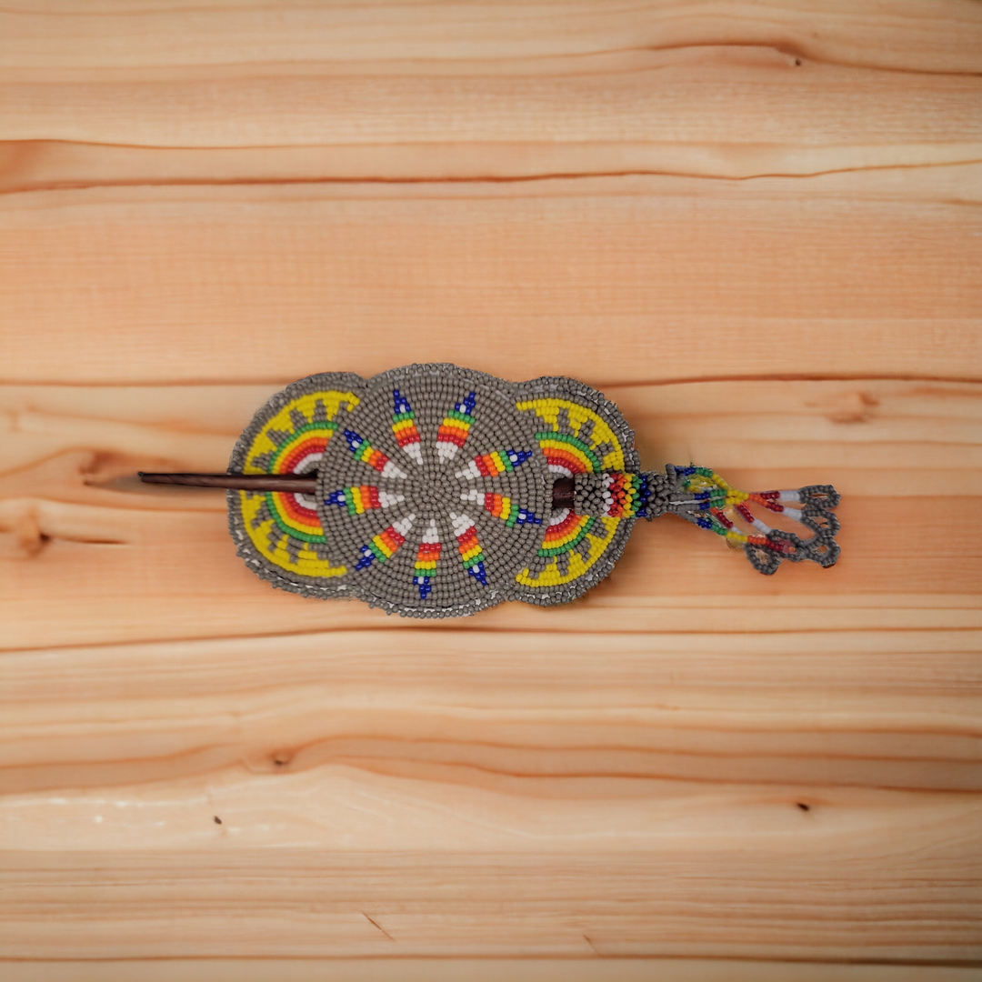 Grey and Red American Style Barrette