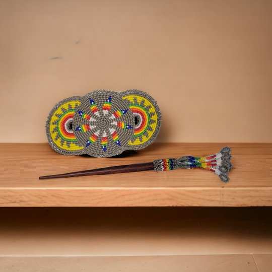 Grey and Red American Style Barrette