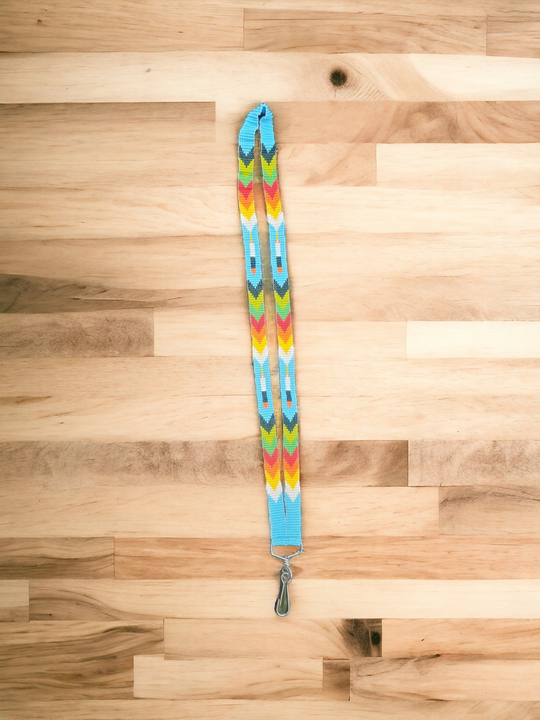 Light Blue Native Beaded Lanyard