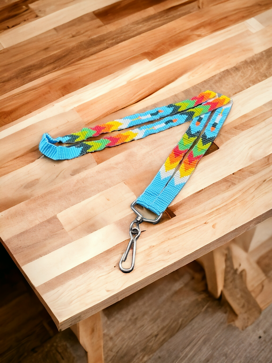 Light Blue Native Beaded Lanyard