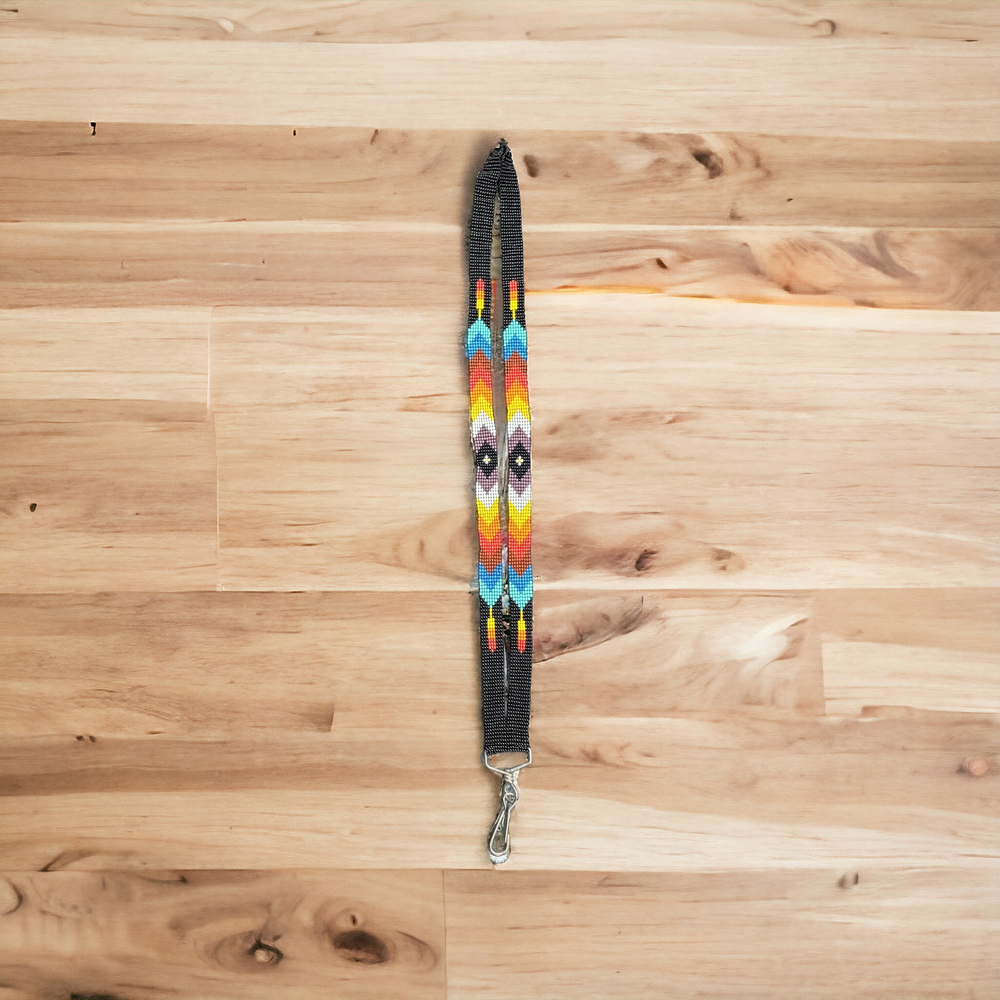 Black Native Beaded Lanyard