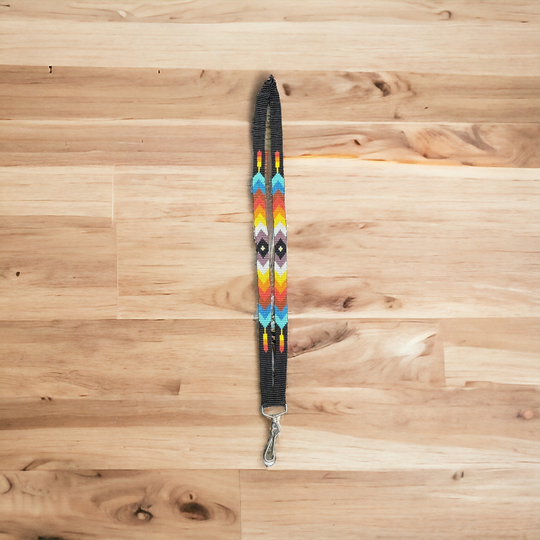 Black Native Beaded Lanyard