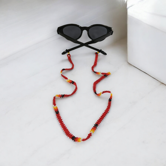 Artisan Handwoven Glasses Chain (Lava Red)