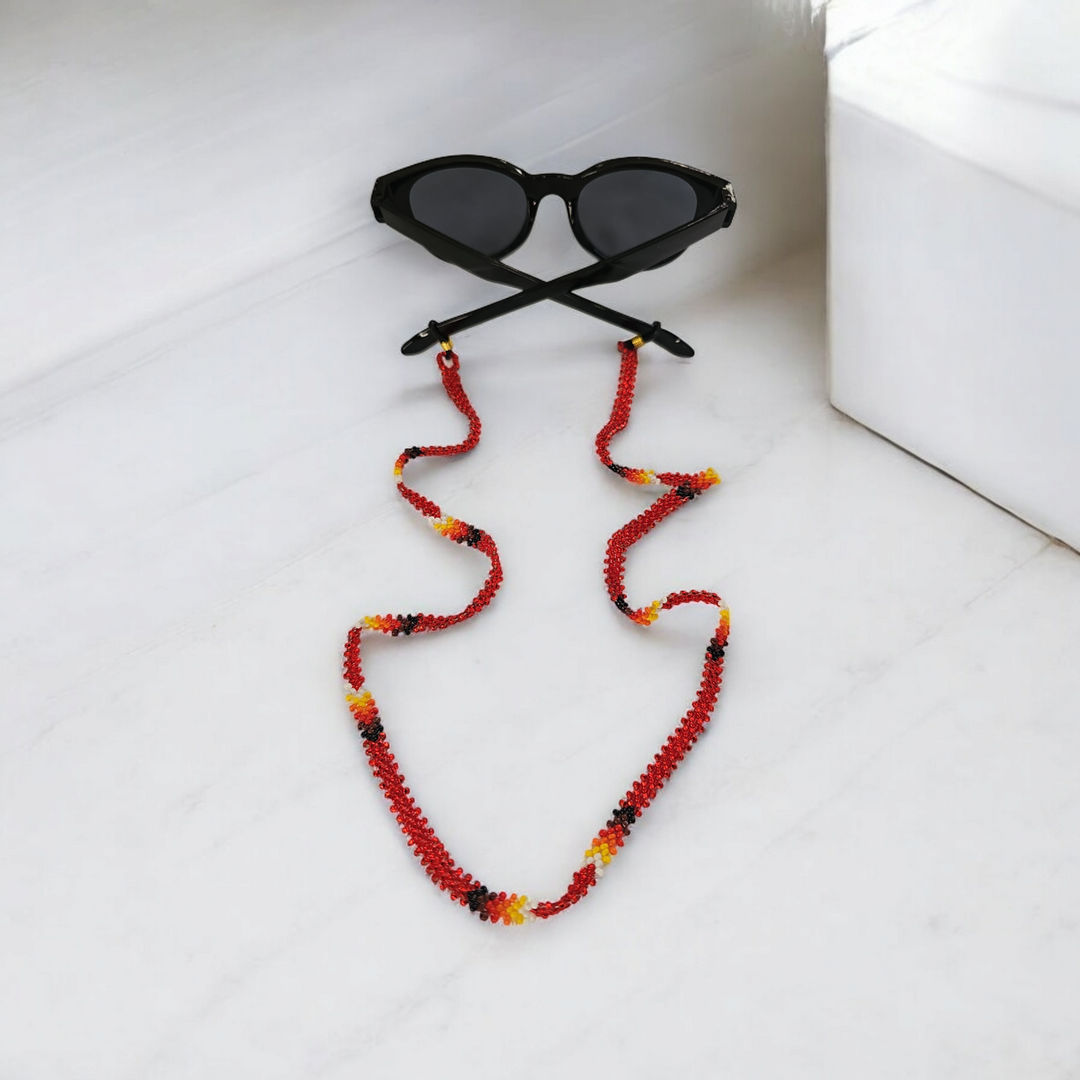 Artisan Handwoven Glasses Chain (Lava Red)