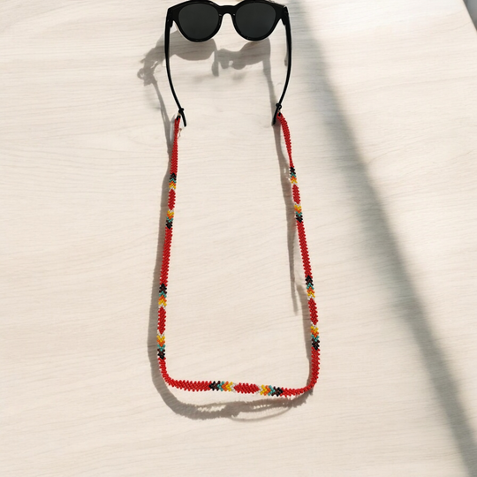 Artisan Handwoven Glasses Chain (Red)