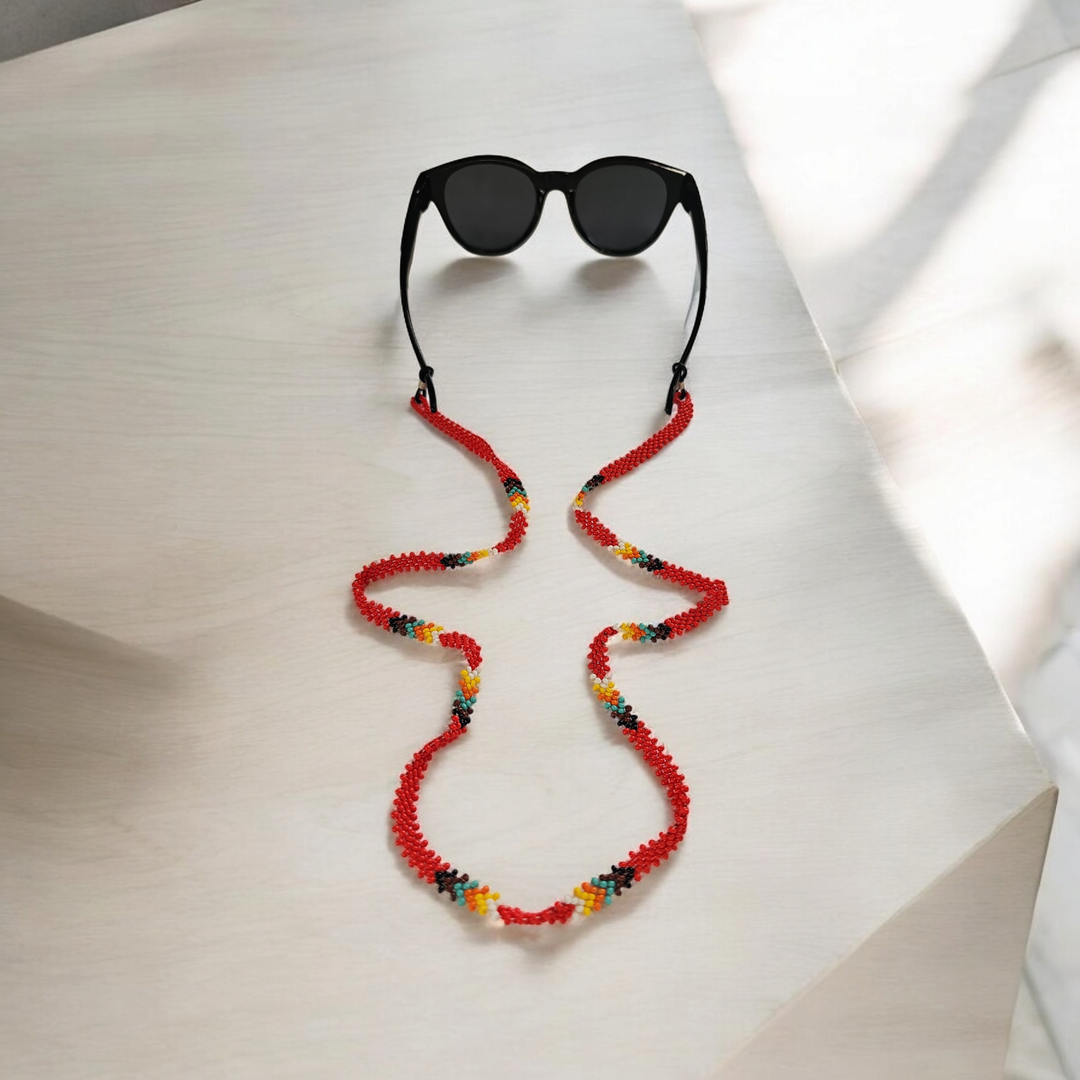 Artisan Handwoven Glasses Chain (Red)