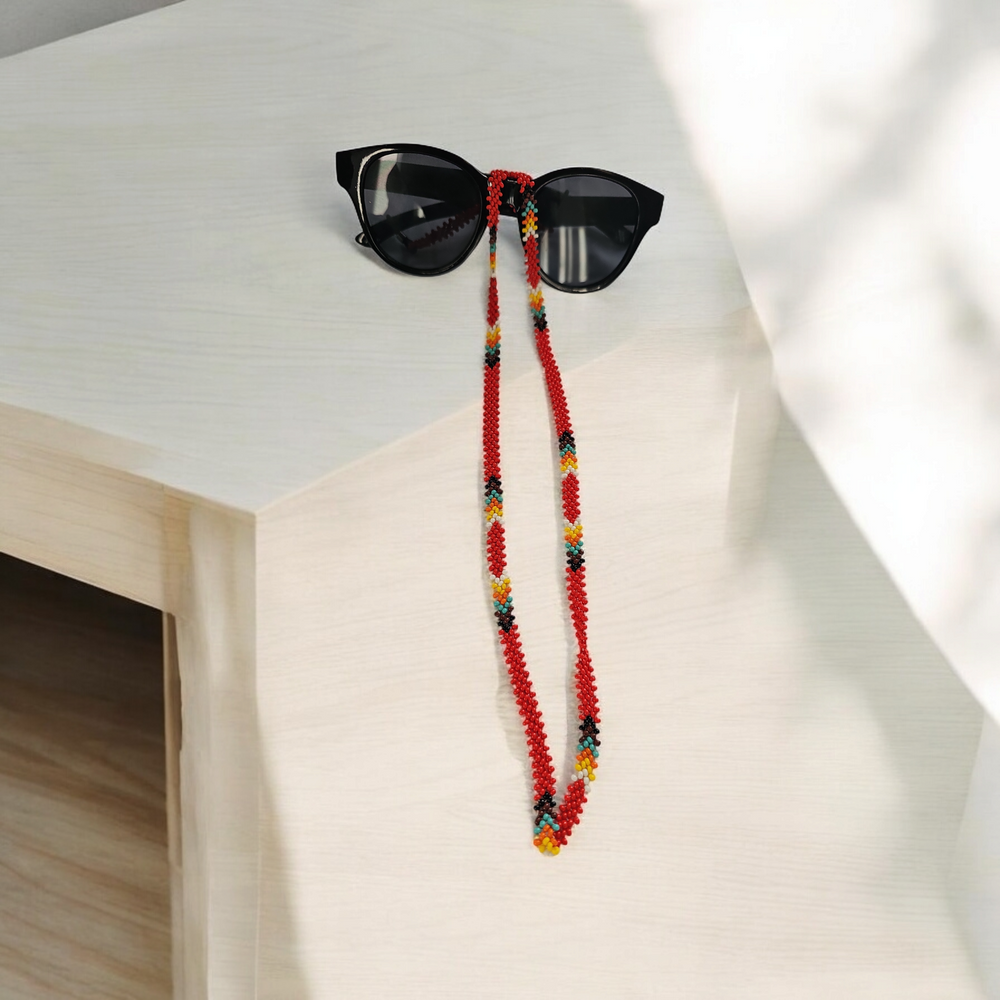 Artisan Handwoven Glasses Chain (Red)