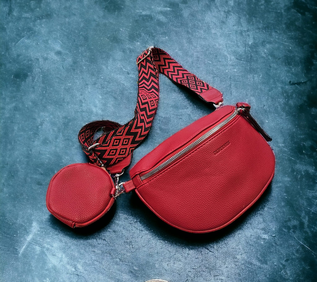 OldTribes™ Red Leather Crossbody waist bag