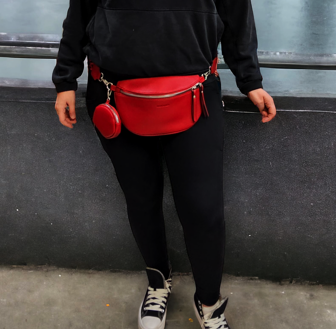 OldTribes™ Red Leather Crossbody waist bag