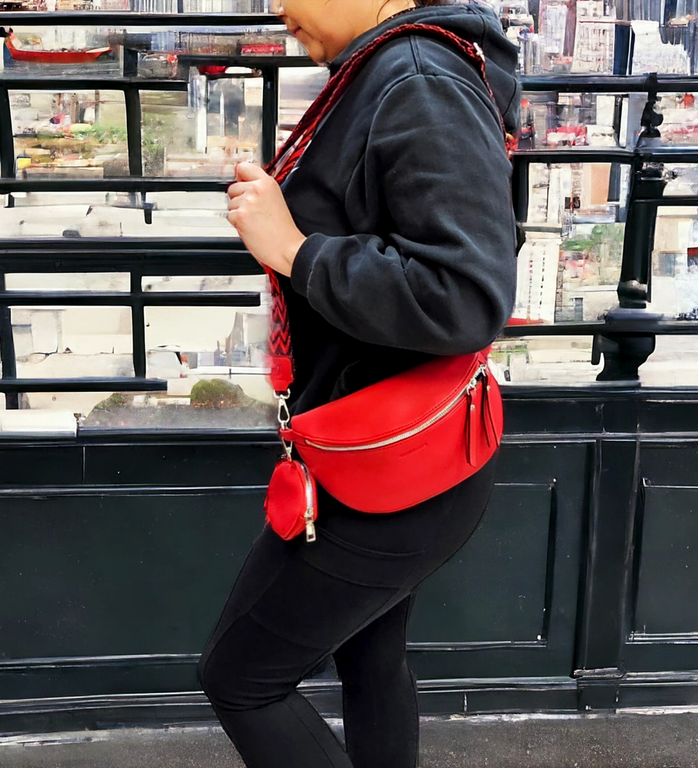 OldTribes™ Red Leather Crossbody waist bag