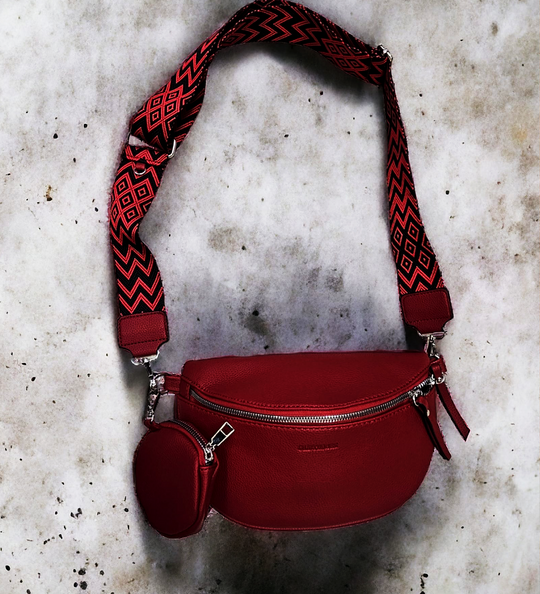 OldTribes™ Red Leather Crossbody waist bag