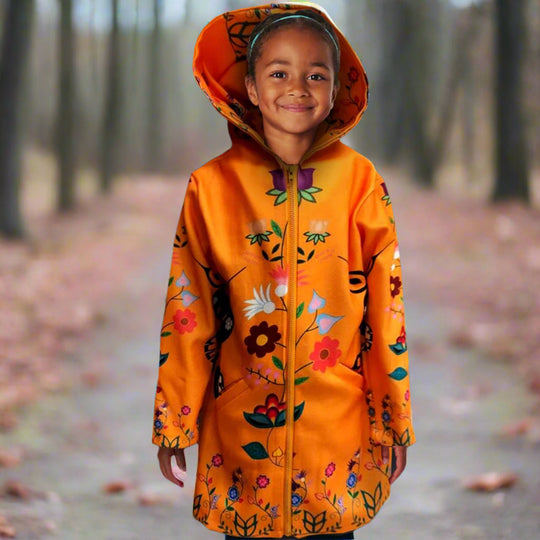 Girls Native  Print Overcoat (hummingbird)