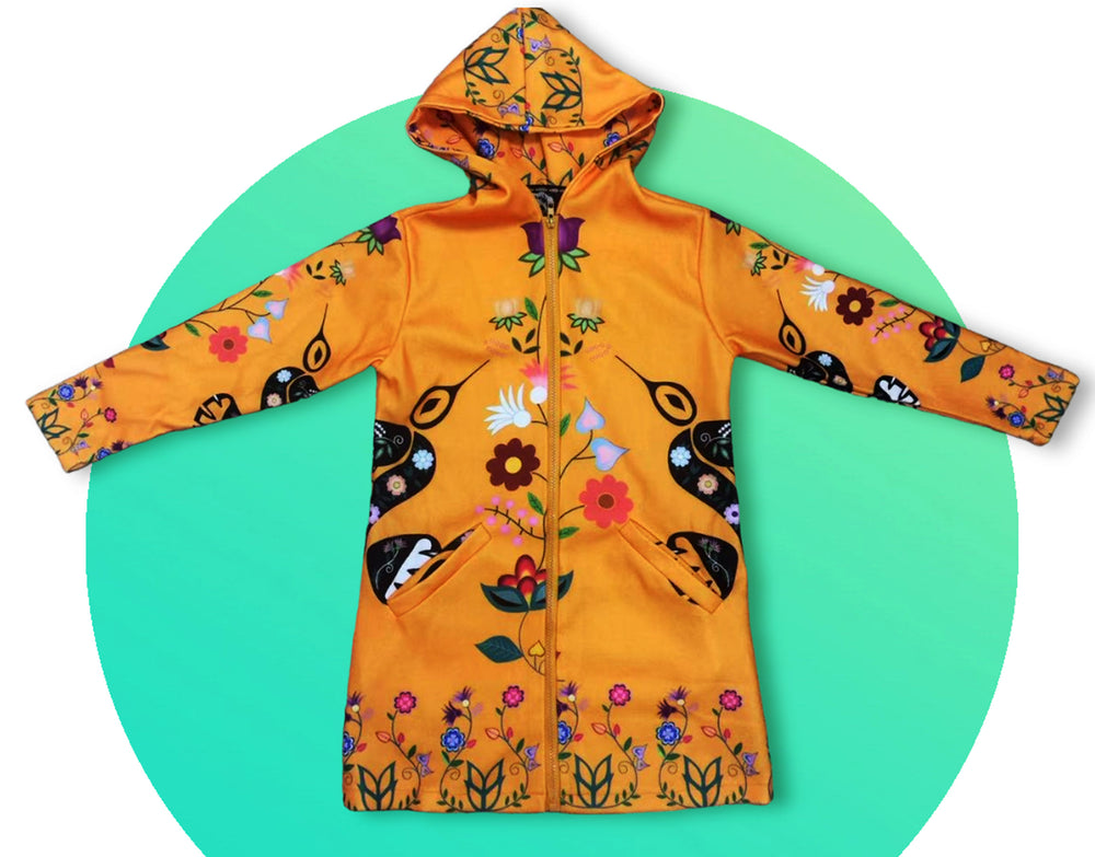 Girls Native  Print Overcoat (hummingbird)